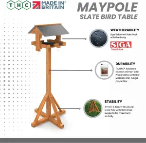 Maypole Bird Table with Slate-Effect Roof