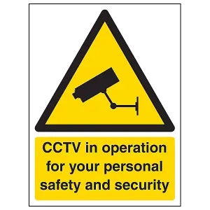 CCTV for Personal Safety Security Sign Adhesive Vinyl - 150x200mm (x3)