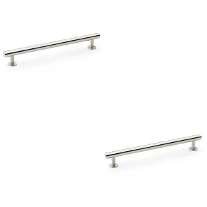 2 PACK - Round T Bar Pull Handle - Satin Nickel - 192mm Centres SOLID BRASS Drawer Door