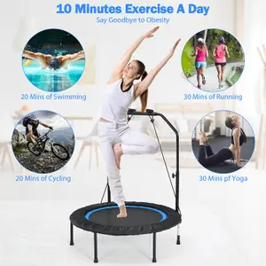 Costway 40" Mini Trampoline Foldable Fitness Trampoline with Height Adjustable Handle