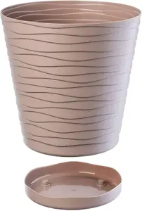 Plant Pot Flowerpot Wave Plastic Crystal Modern Decorative Beige 15cm