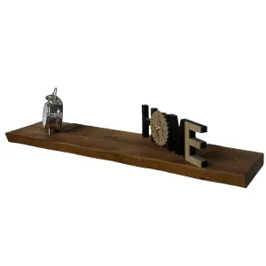 Rustic Live Edge Wall Shelf Ideal for Kitchen Room Deco(Tudor Oak, 40 cm Long)