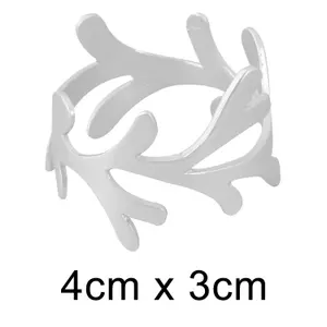 Set Of 6 Matte Silver Branch Napkin Rings Buckle Dinner Party Xmas Festive Traditional Decoration Serviette Holder