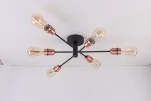 Harper Living Black and Copper 6-Light Ceiling Spotlight