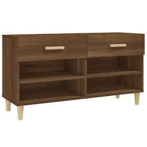 Berkfield Shoe Cabinet Brown Oak 102x35x55 cm Engineered Wood