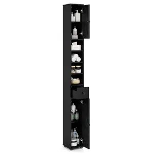 Costway Bathroom Tall Cabinet Slim Freestanding Storage Organizer Cupboard w/ 2 Doors