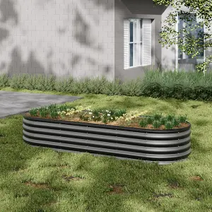 Anthracite Oval Garden Four-grid Metal Raised Bed Galvanized Raised Planter Box Outdoor Raised Garden Bed Kit