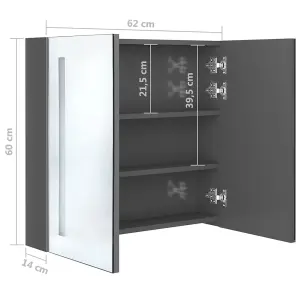 Berkfield LED Bathroom Mirror Cabinet Shining Grey 62x14x60 cm