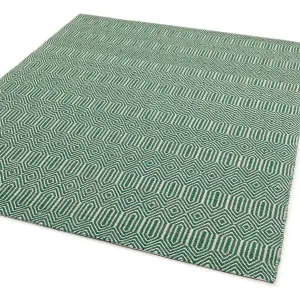 Green Wool Geometric Luxurious Modern Wool Handmade Rug for Living Room and Bedroom-66 X 200cm (Runner)