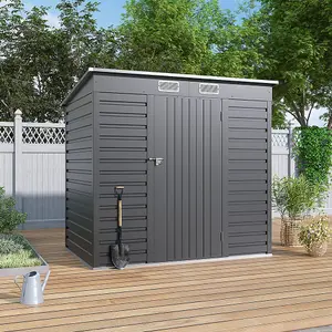 Outdoor Shed Single Door Galvanized Steel Plate Shed Storage Shed in Grey