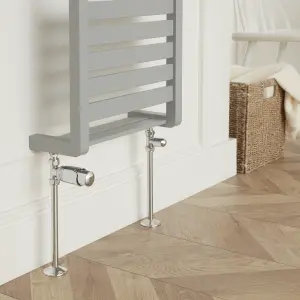 GoodHome Polished Straight Thermostatic Radiator valve & lockshield (Dia)15mm x ½"