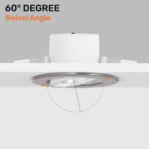 paul russells LED Downlight Chrome Dimmable Tilt Recessed Ceiling SpotLight 6W 570 Lumens, IP44, Colour Changeable CCT3