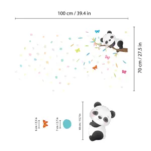 Walplus Combo Kids - Sleeping Panda With Dalmatian Candy Holographic Dots Wall Sticker PVC