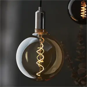 4 PACK Amber Glass 4W E27 LED Light Bulb - Spiral Design - Non-dimmable Warm White - 320lm 2000k