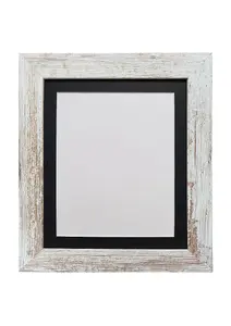 Metro Distressed White Frame with Black Mount for Image Size A5