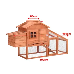 5 x 2 ft Brown Wooden Chicken Hen Coop Poultry House with Nest Box