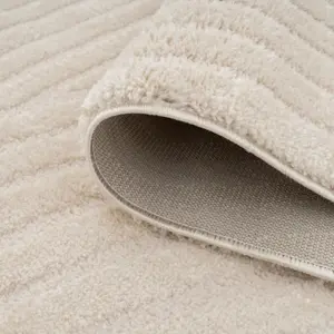 Cream Beige Groove Velvety Soft Rug 240x330cm