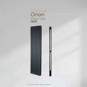 Warmhaus Orion Elips profile double panel vertical radiator in anthracite 1600 (h) x 472 (w)