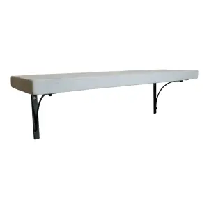 Solid Wood Handmade Rustical Shelf White 225mm 9 inch with Black Metal Bracket BOW Length of 100cm