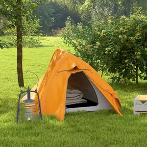 Outsunny Double Layer Camping Tent for 1-2 Man, 2000mm Waterproof, Orange