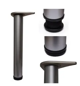 Adjustable Breakfast Bar Worktop Support Table Leg 710mm - Colour Aluminium - Pack of 4