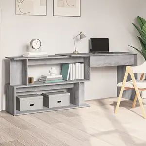 Berkfield Corner Desk Grey Sonoma 200x50x76 cm Engineered Wood