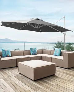 Cantilever Garden Parasol 2.95 m Dark Grey and White SAVONA II