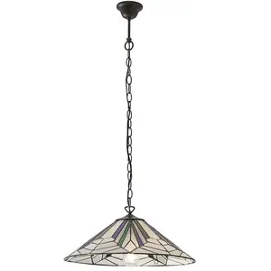 Tiffany Glass Hanging Ceiling Pendant Light Bronze Chain Deco Lamp Shade i00077