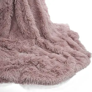 Teddy Fur Throw Blanket With Reversible Plain Sherpa Teddy Fleece Luxury Fluffy Fur Throw Blanket