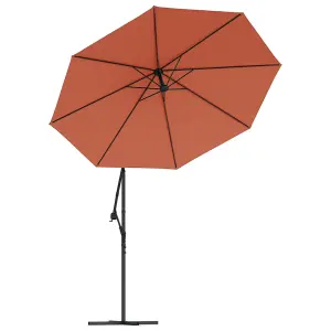 Berkfield Cantilever Umbrella with LED Lights and Steel Pole Terracotta