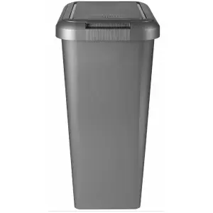 Kitchen Bin Touch and Lift Rectangle Swing Bin as a Kitchen Waste Rubbish Recycle Bin 45L - Platinum Silver Grey