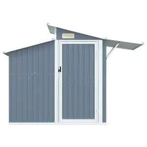 Garden Shed 270x130x208.5 cm Galvanised Steel Bin Shed Grey