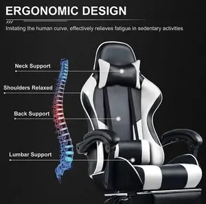 Roll over image to zoom in        Gaming Chair Ergonomic Computer Chair Office Chair Desk Swivel Chair Adjustable Reclining Footr