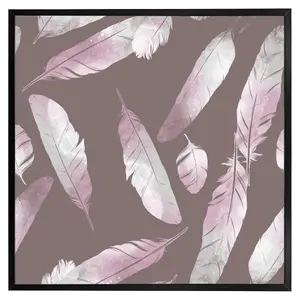 Imprints bird feathers (Picutre Frame) / 30x30" / Grey