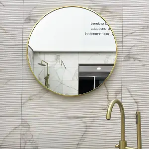 Brushed Brass 800mm x 800mm Plain Round Frame Mirror (13628)