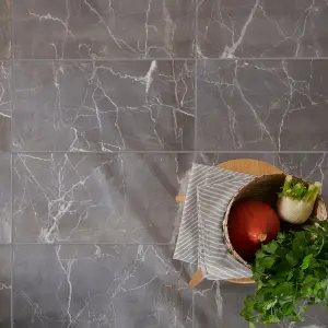 Elegance Grey Gloss Marble effect Ceramic Floor Tile Sample