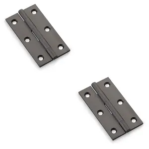 2 PACK - PAIR Solid Brass Cabinet Butt Hinge - 75mm - Dark Bronze Premium Cupboard