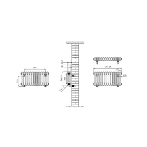 Rinse Bathrooms Traditional Radiator Anthracite Horizontal Double Column Cast Iron Grey Radiators 300x605mm