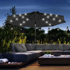 Outsunny 24 LED Solar Powered Parasol Umbrella Garden Tilt Outdoor String Light