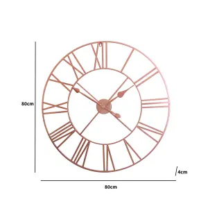 Melody Maison Large Rose Gold Copper Metal Skeleton Clock 80cm x 80cm