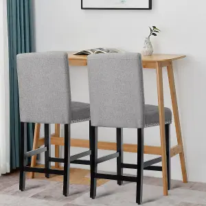 Costway Set of 2 Bar Stools Counter Height Chair Upholstered W/ Low Backrest & Wide Seat