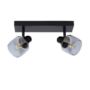 Lucide Bjorn Classic Twin Ceiling Spotlight - 2xE14 - Black