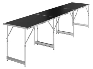 Foldable Table, Adjustable Height Heavy Duty Folding Camping Catering Picnic Trestle Bbq Party Table