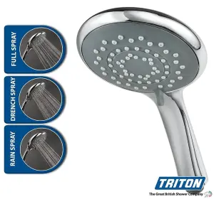 Triton Aspirante 9.5KW Gloss White Electric Shower Includes 3 Mode Head + Riser