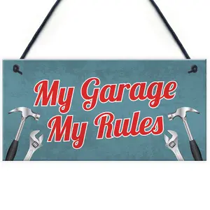 Red Ocean Garage Sign Man Cave Sign Shed Door Wall Hanging Plaque Gifts For Dad Grandad