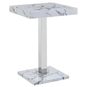 Topaz Diva Marble Effect Gloss Bar Table 4 Ripple White Stools