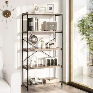 Costway 5-Tier Bookshelf Industrial Wood Bookcase Freestanding Display Rack Organizer