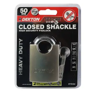 Dekton Heavy Duty Steel Outdoor Security Shed Gate Closed Shackle Padlock 50mm