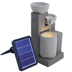 Outdoor 72cmH Solar Power Garden Water Feature Fountain Rockery Decor with LED Lights