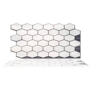 Walplus Shimmering White Honeycomb Hexa Tile Stickers 2D Multipack 48Pcs